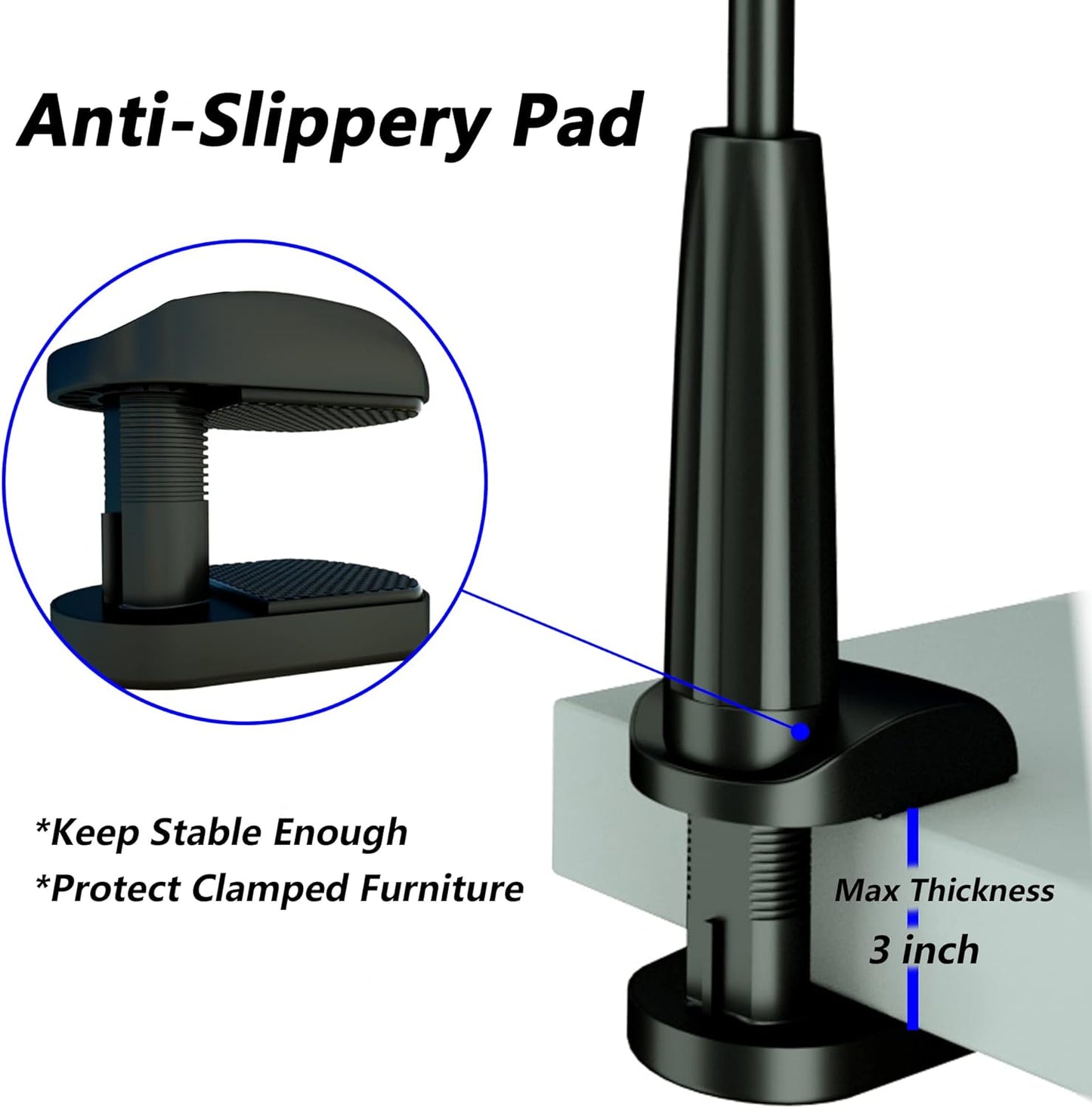 Mobile phone clamp bedside bracket, with handle flexible long arm gooseneck bracket mounting clamp