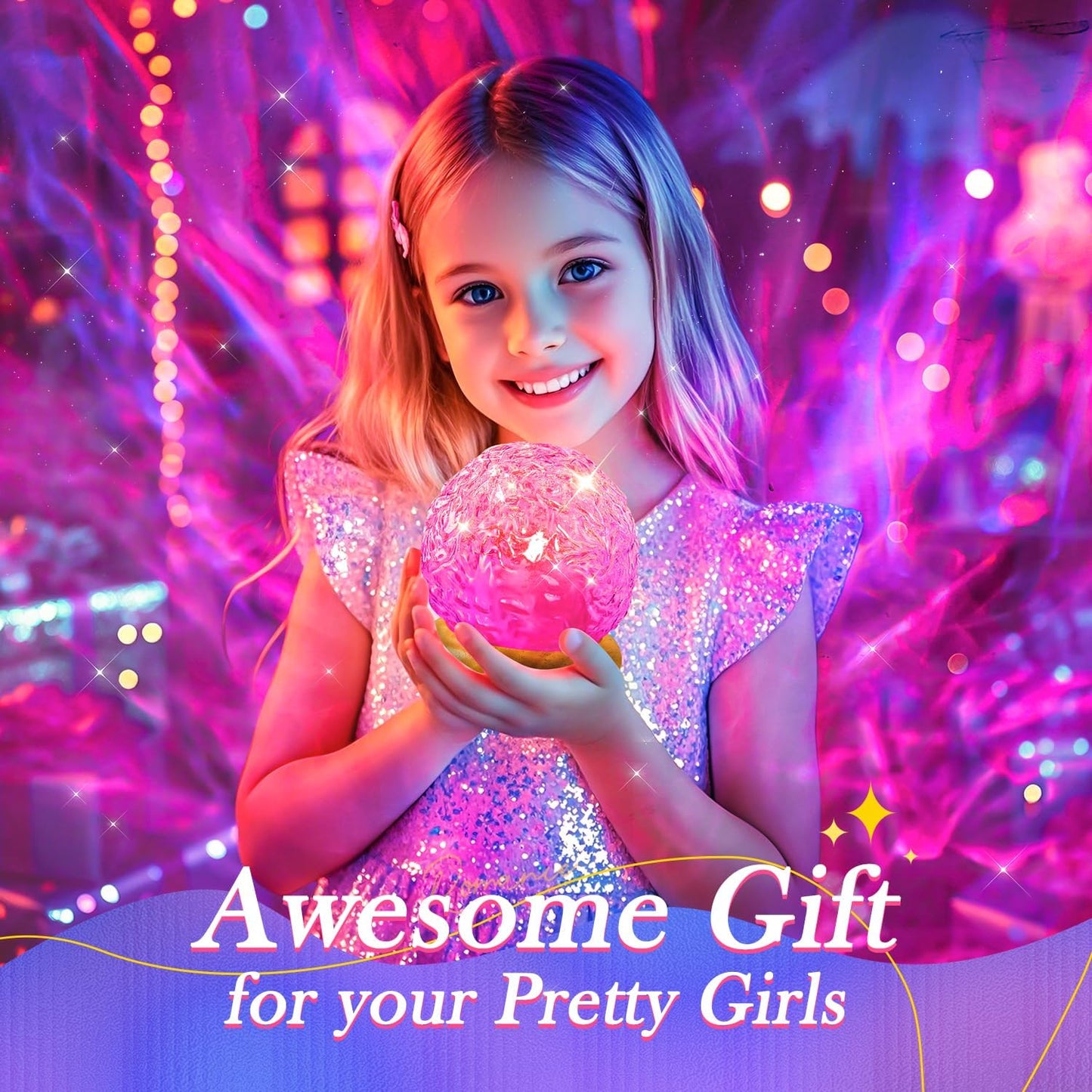 Crystal lamp projector, 216 modes bedroom mood light, remote control and USB control bedroom light