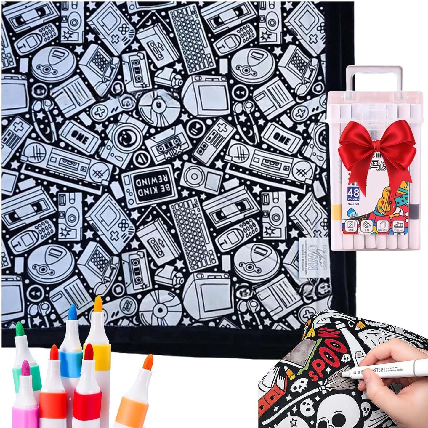 ⏳🎄Christmas Sale 49% OFF!!🎁🎨✨DIY Coloring Blanket With Markers
