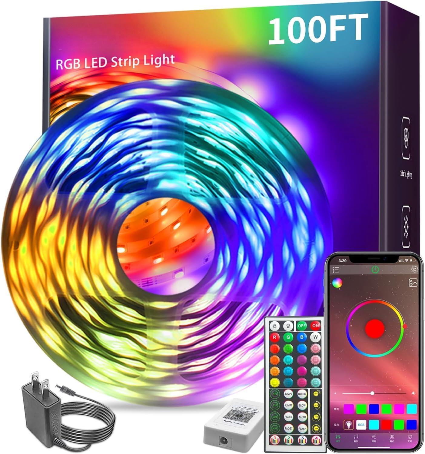 100ft LED Light Strip with Bluetooth Smart Remote Control