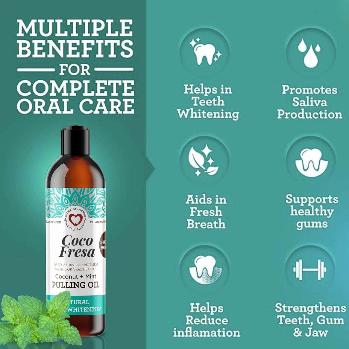 ✨[Official Brand Store] Coco Fresa™️ Coconut Mint Pulling Oil Mouthwash (Alcohol-Free)