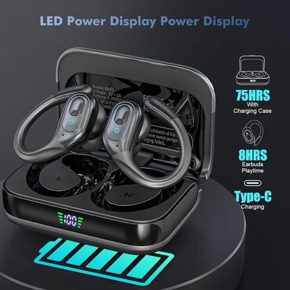 Wireless Bluetooth 5.4 Earphones, Noise Cancelling Earbuds,LED Battery Display, IPX7 Waterproof Earphones