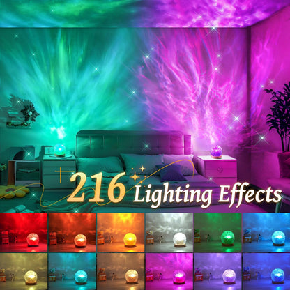 Crystal lamp projector, 216 modes bedroom mood light, remote control and USB control bedroom light