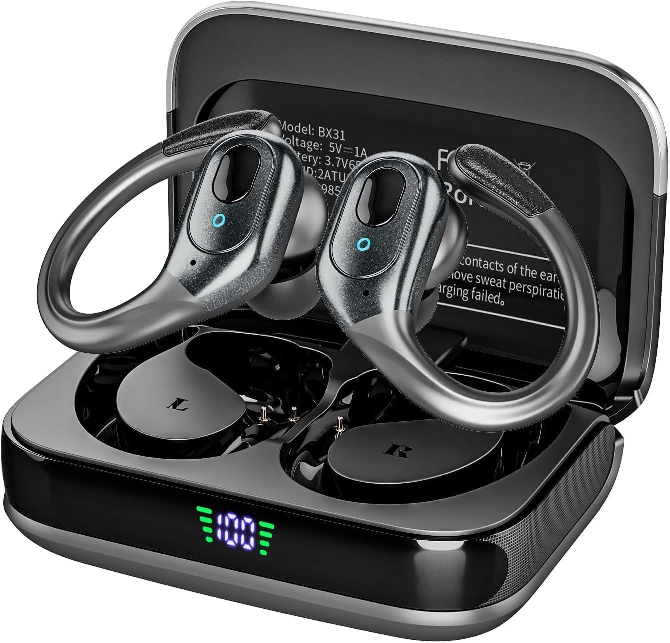 Wireless Bluetooth 5.4 Earphones, Noise Cancelling Earbuds,LED Battery Display, IPX7 Waterproof Earphones