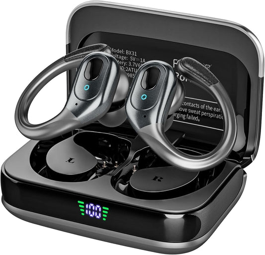 Wireless Bluetooth 5.4 Earphones, Noise Cancelling Earbuds,LED Battery Display, IPX7 Waterproof Earphones