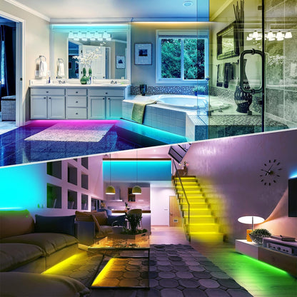 LED Light Strip 50ft (1 Roll), Color Changing RGB LED Light Strip with 60 Remotes and App Control, Music Sync