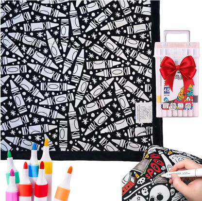 ⏳🎄Christmas Sale 49% OFF!!🎁🎨✨DIY Coloring Blanket With Markers