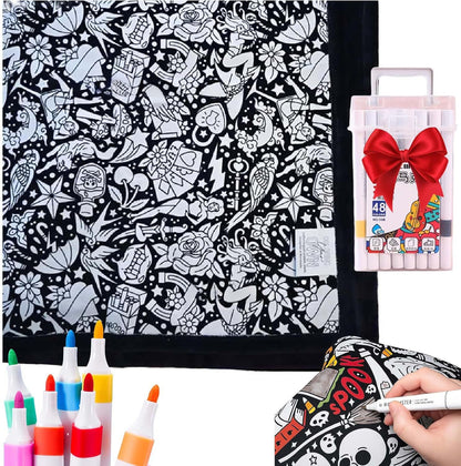 ⏳🎄Christmas Sale 49% OFF!!🎁🎨✨DIY Coloring Blanket With Markers