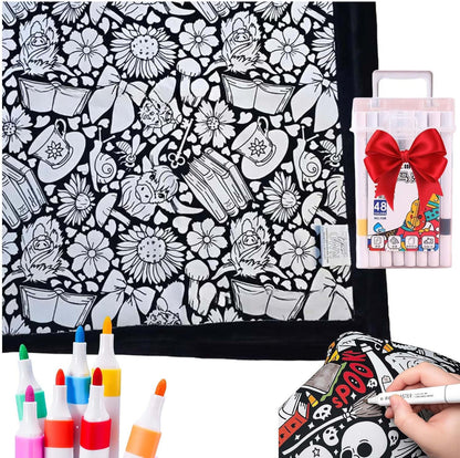 ⏳🎄Christmas Sale 49% OFF!!🎁🎨✨DIY Coloring Blanket With Markers