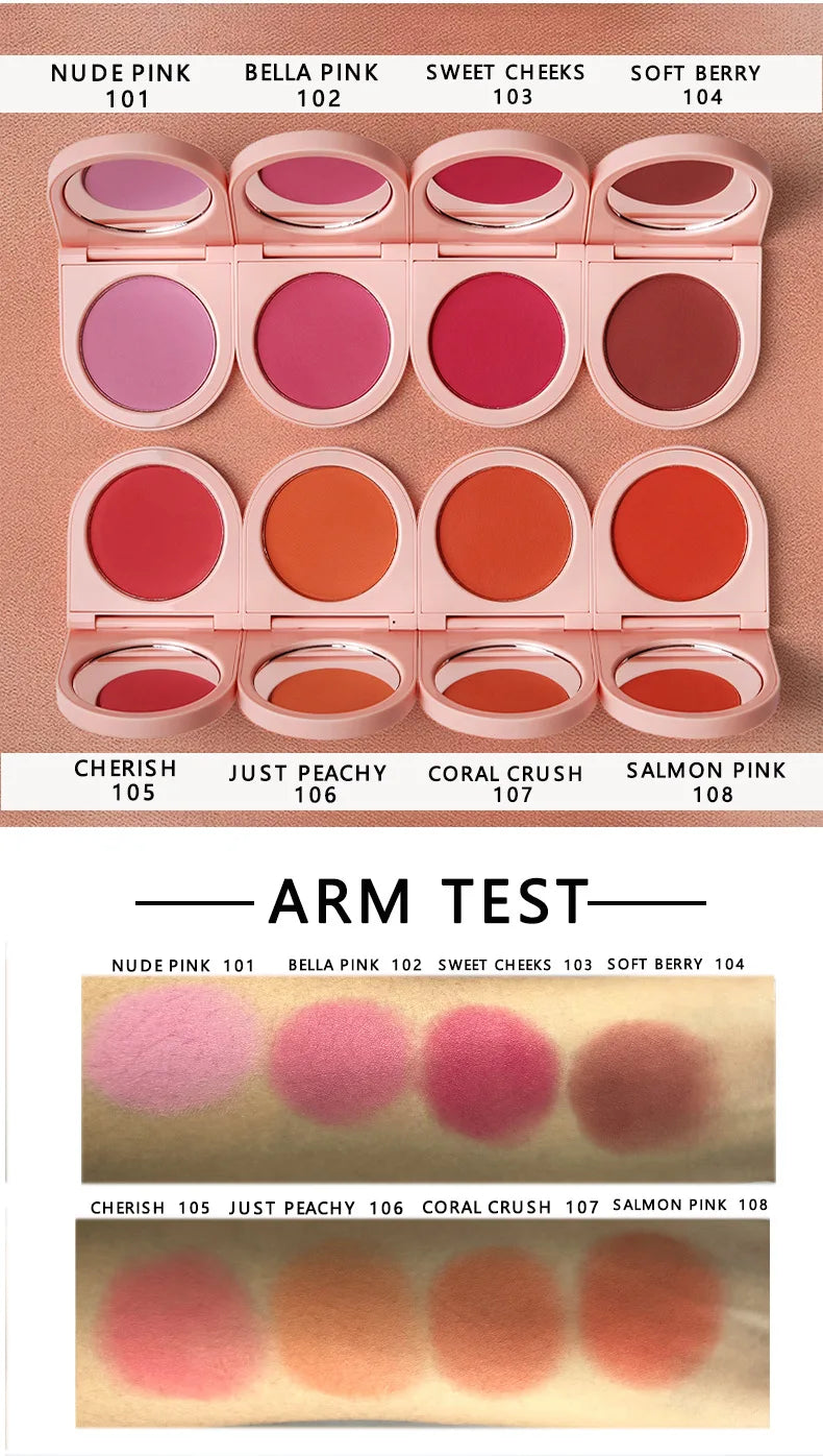 Blush Makeup Palette Custom Logo Mineral Powder Long-lasting Natural Cheek Contour Tint Peach Pink Face Blusher Cosmetics Bulk