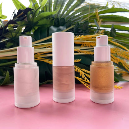 Private Label 7-color Liquid Highlight Custom Logo Brighten Vegan Makeup Long Lasting Sculpture Cosmetic Wholesale White Bottle